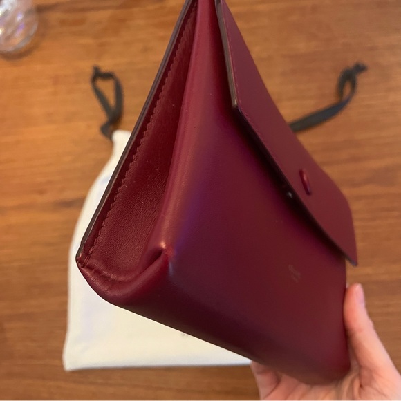 Celine Maroon Flap Snap Pouch - Picture 3 of 4